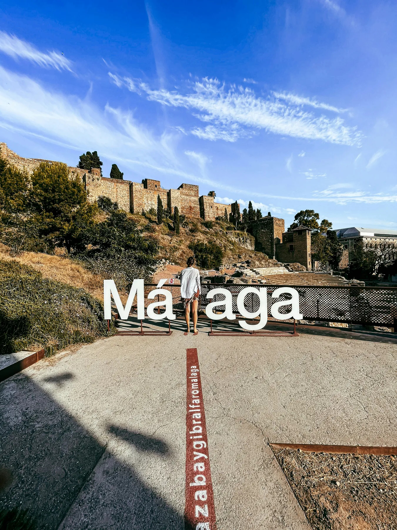 Malaga sign beside the Alcazaba