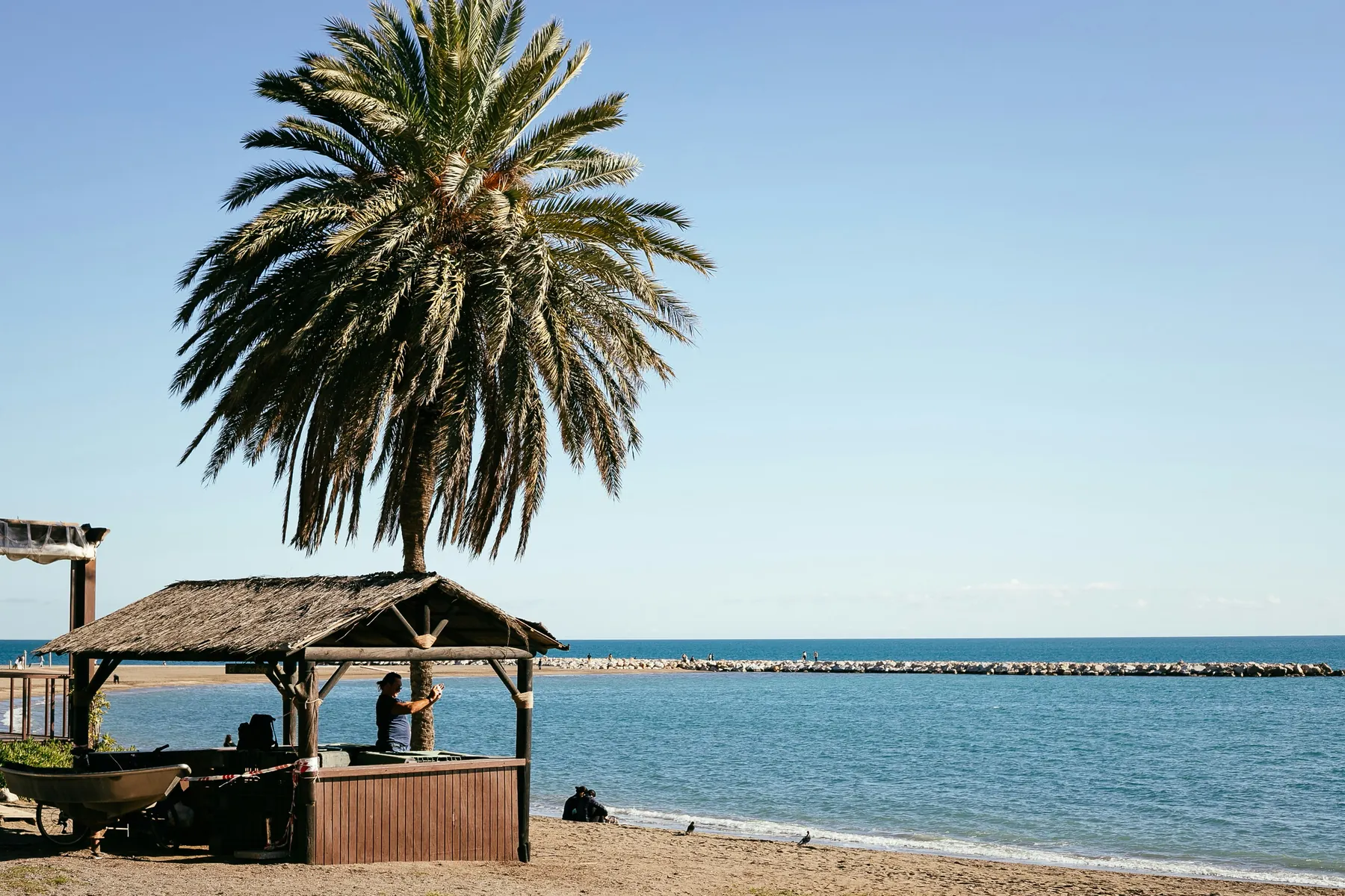 Chiringuito and beach on the Malaga coast