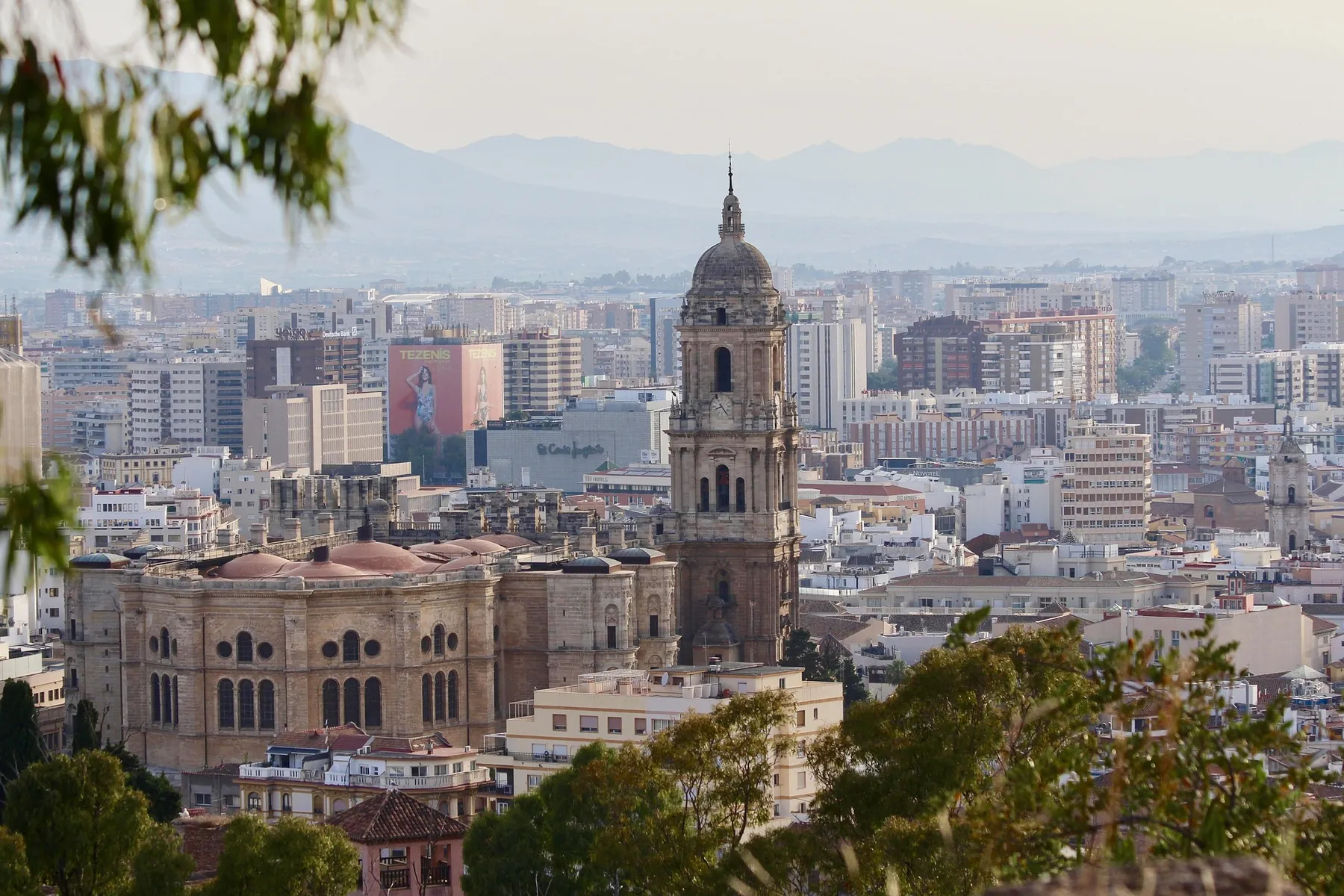 Malaga city centre seen from above