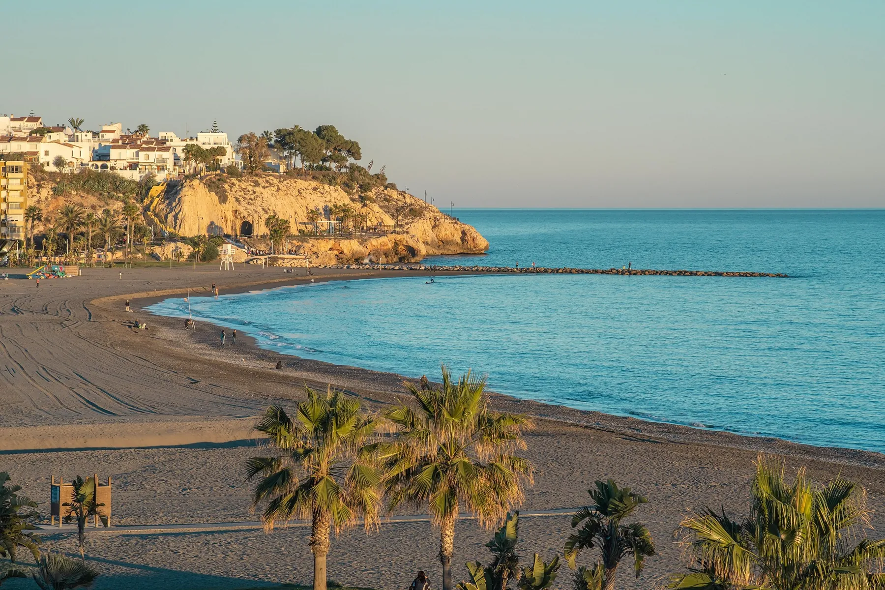 Wide urban beach on the Malaga coast