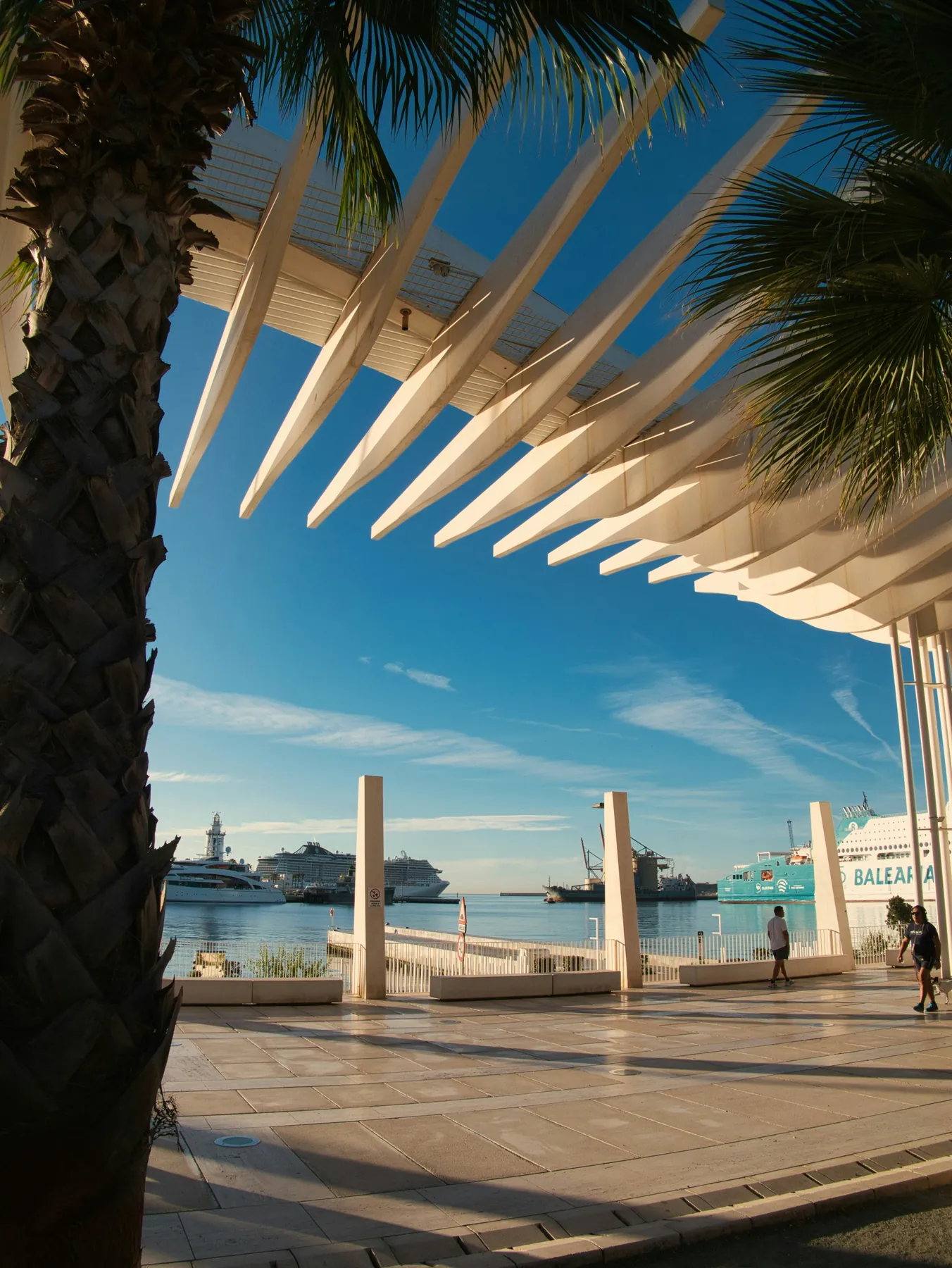 Malaga port and arrival promenade