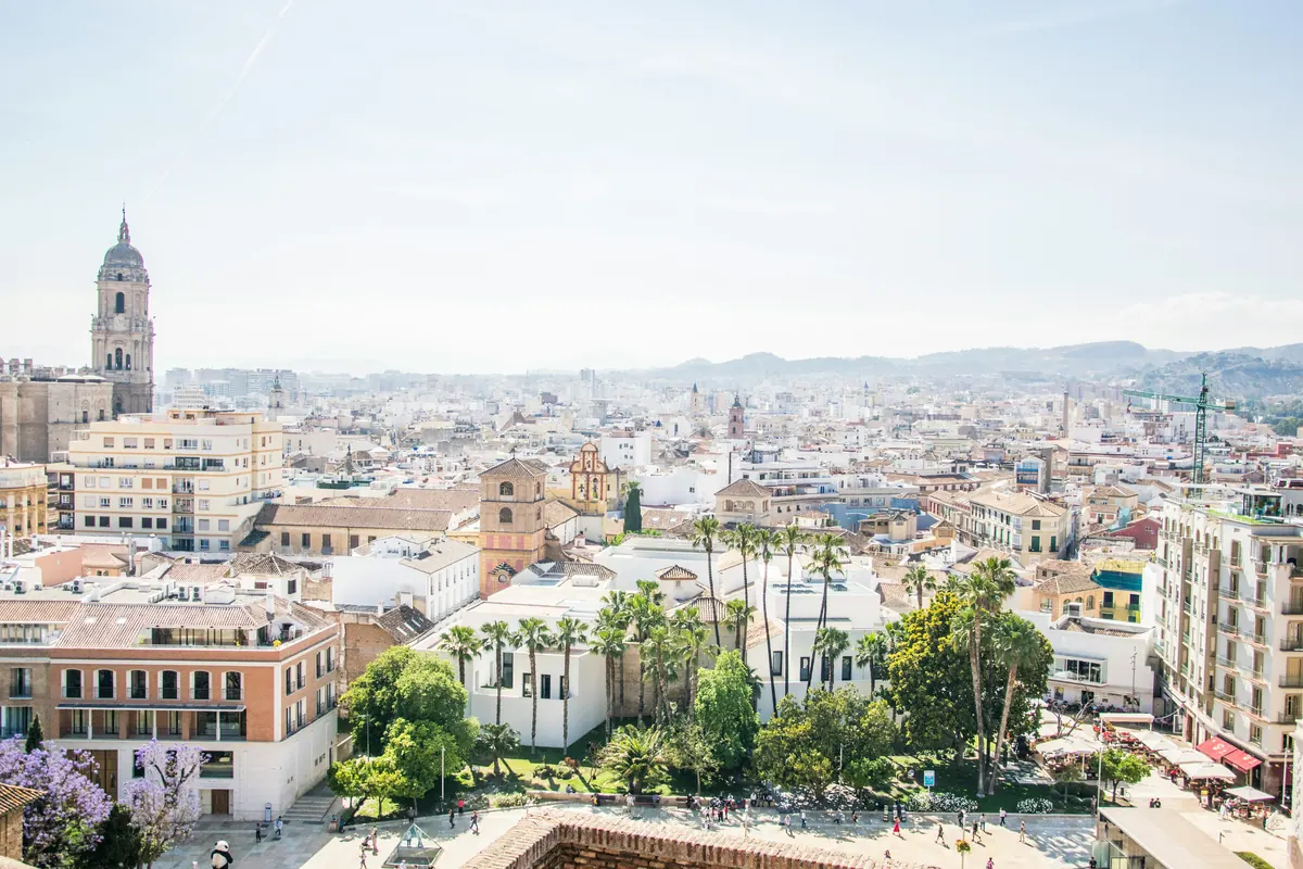 Panoramic view of Malaga historic centre and Cathedral