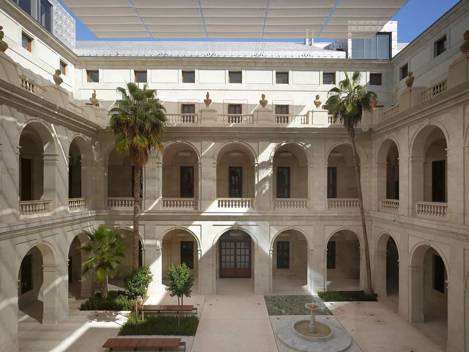 Courtyard architecture at a Malaga museum