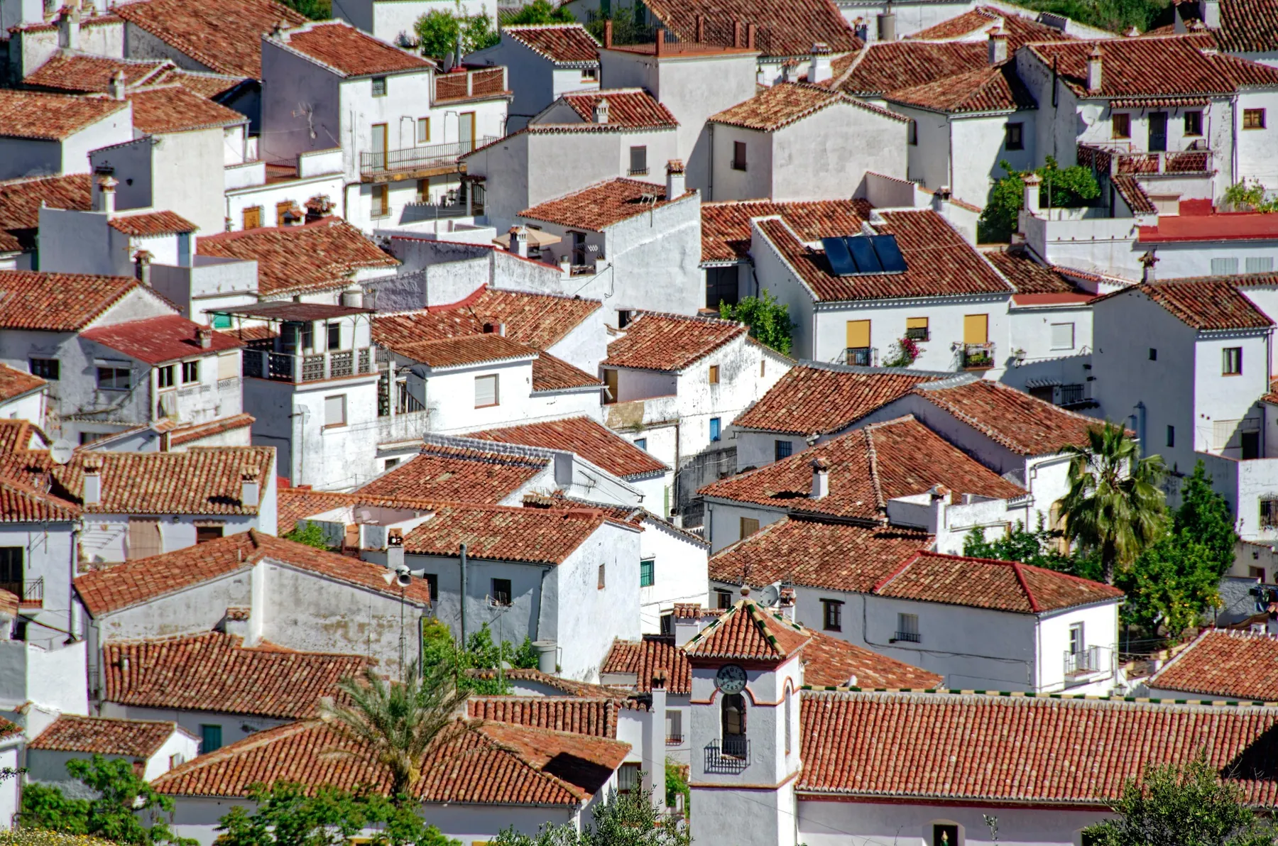 White Andalusian village rooftops in Malaga province